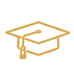 Gold graduation cap icon representing education and achievement