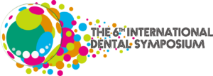Colorful abstract banner with scattered circles and the text 'The 6th International Dental Symposium' on the right.